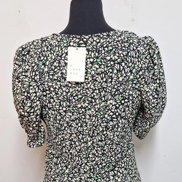 NEW! Vintage-Style Crepe Short Sleeve Midi Dress, Green Floral - A New Day - Picture 8 of 10